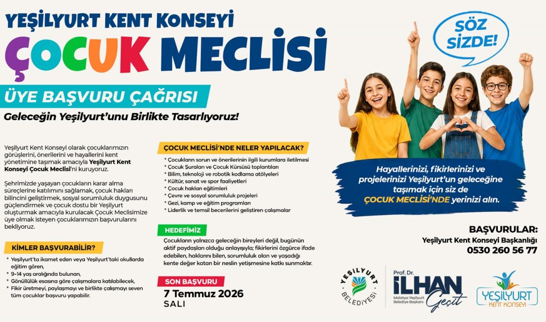 Yeşilyurt Kent Konseyi, çocukların yerel yönetim süreçlerine aktif katılımını sağlamak