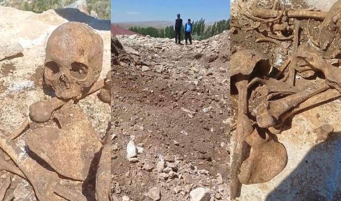 Malatya'nın Hekimhan ilçesinde TOKİ konutlarının temel kazısı sırasında insana ait