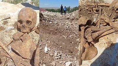 Malatya'nın Hekimhan ilçesinde TOKİ konutlarının temel kazısı sırasında insana ait