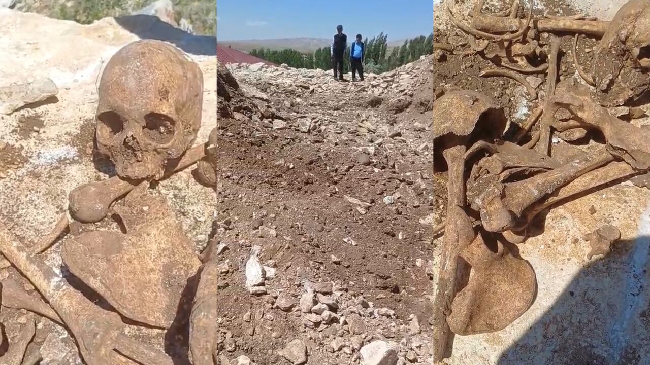 Malatya'nın Hekimhan ilçesinde TOKİ konutlarının temel kazısı sırasında insana ait